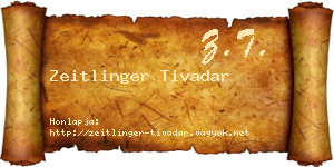 Zeitlinger Tivadar névjegykártya
